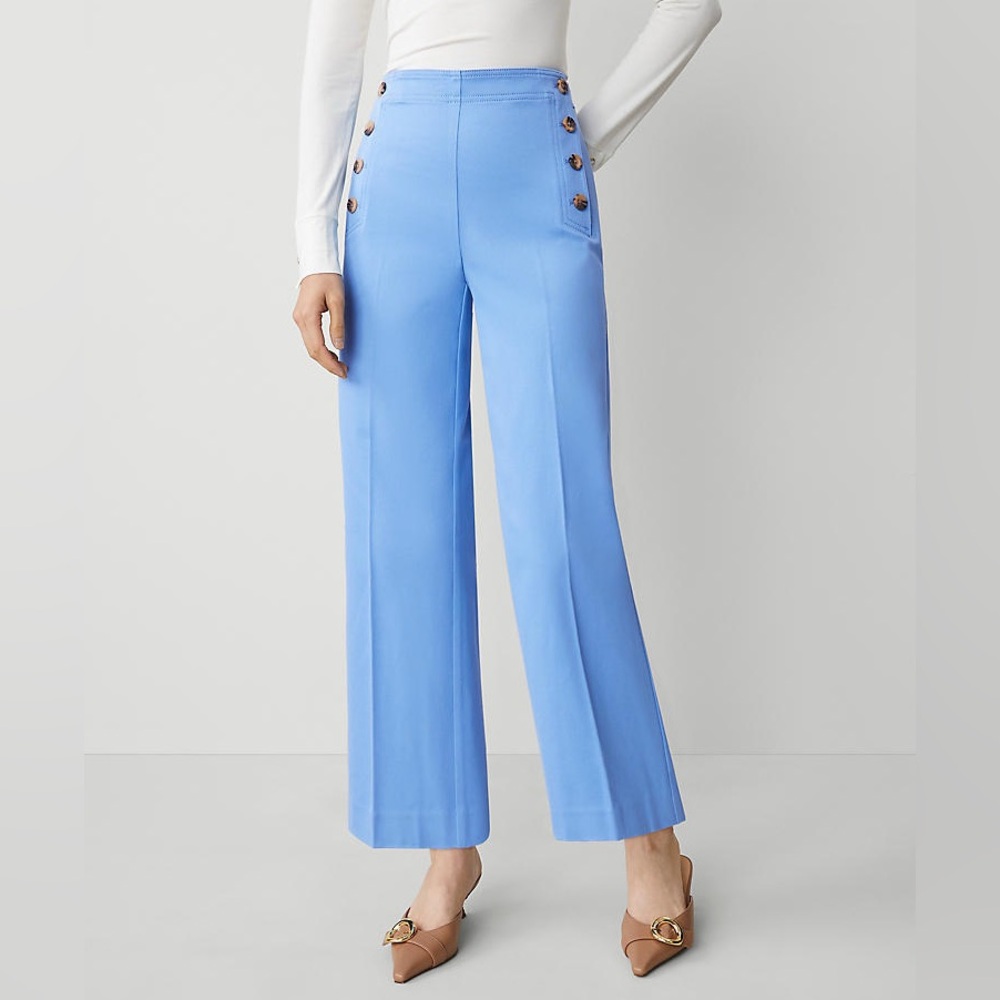 Ann Taylor Sky Blue Cropped Wide-Leg Sailor Pants